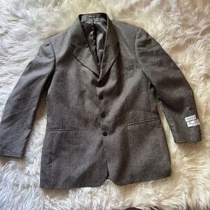 Gianni Manzoni Tendenza Silk Wool Blend 42  Brown Windowpane Plaid Blazer Jacket